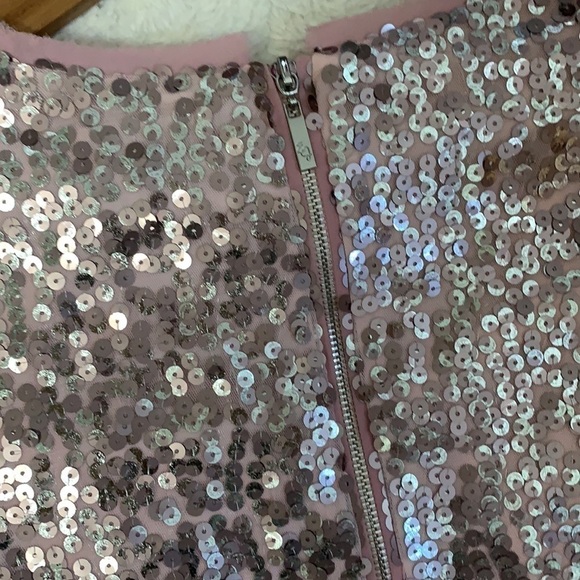 Nwt Eliza J pink rose gold mesh sequin fit & flare formal party dress - Picture 6 of 9